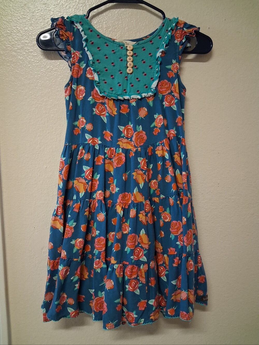 Matilda Jane Teal Dress with Orange Rose Print